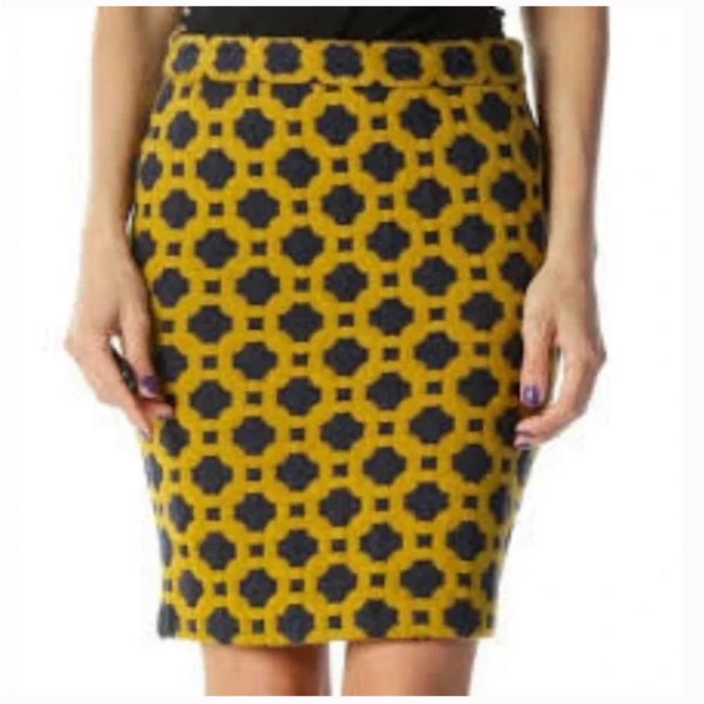 Anthropologie Charlie and Robin Quilted Wool Geometric Patterned Skirt, Size 2